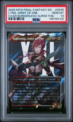 2025 MTG FINAL FANTASY BORDERLESS-SURGE FOIL #0545 LIGHTNING, ARMY OF ONE PSA 10 - Image 1