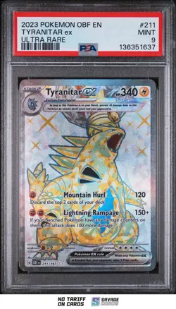 2023 Pokemon Obsidian Flames Ultra Rare Full Art Tyranitar ex PSA 9 #211/197 - Image 1
