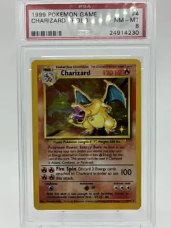 Pokemon TCG Charizard Base Set Holo Unlimited Rare PSA 8 - Image 1