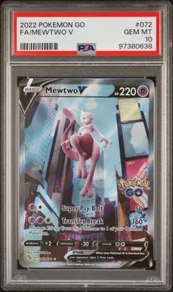 2022 POKEMON GO #072 FULL ART/MEWTWO V PSA 10 - Image 1