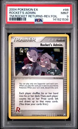 2004 POKEMON EX TEAM ROCKET RETURNS #86 ROCKET'S ADMIN.-REVERSE FOIL PSA 9 - Image 1