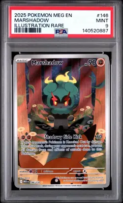 2025 Pokemon Mega MEG En Marshadow Illustration Rare #146 PSA 9 Mint - Image 1