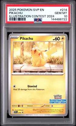 PSA 10 Pikachu SVP 214 Illustration Contest 2024 Promo Pokemon - Image 1