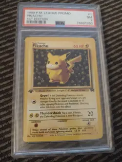 1999 Pokemon Ivy Pikachu #1 Black Star 1st Edition League Promo PSA 7 - Image 1