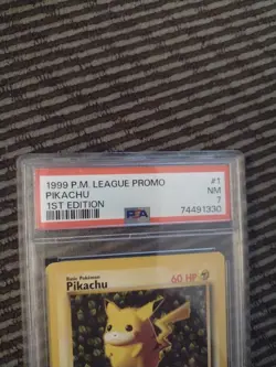 1999 Pokemon Ivy Pikachu #1 Black Star 1st Edition League Promo PSA 7 - Image 3