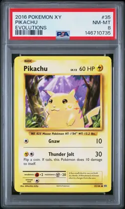 2016 POKEMON XY EVOLUTIONS #35 PIKACHU PSA 8 - Image 1