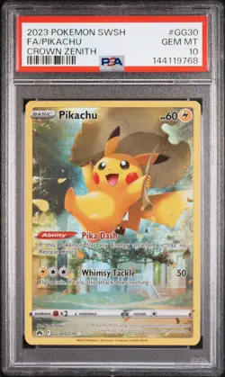 2023 POKEMON SWORD & SHIELD CROWN ZENITH #GG30 FULL ART/PIKACHU PSA 10 - Image 1