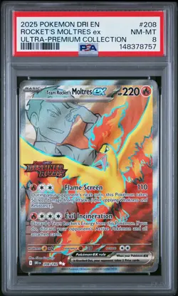 2025 POKEMON DRI ULTRA-PREMIUM COLLECTION #208 TEAM ROCKET'S MOLTRES EX PSA 8 - Image 1