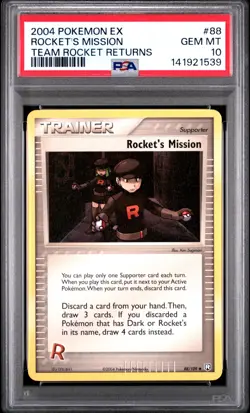 2004 POKEMON EX TEAM ROCKET RETURNS #88 ROCKET'S MISSION PSA 10 - Image 1