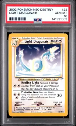 2002 POKEMON NEO DESTINY #22 LIGHT DRAGONAIR PSA 10 - Image 1