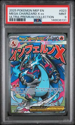 2025 POKEMON MEP EN-ME BLACK STAR PROMO #023 MEGA CHARIZARD X EX PSA 9 - Image 1
