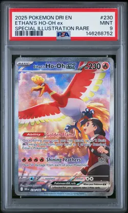 2025 POKEMON DESTINED RIVALS SPECIAL ILLUSTRATION RARE ETHAN'S HO-OH EX PSA 9 - Image 1