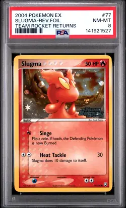 2004 POKEMON EX TEAM ROCKET RETURNS #77 SLUGMA-REVERSE FOIL PSA 8 - Image 1