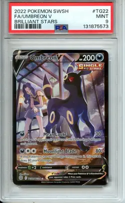 2002 TCG POKEMON SWSH UMBREON V BRILLIANT STARS #TG22 FA PSA 9 MINT - Image 1