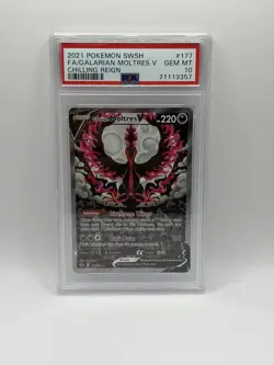 Galarian Moltres V - Chilling Reign 177/198 Holo Full Art Pokemon TCG - PSA 10 - Image 1