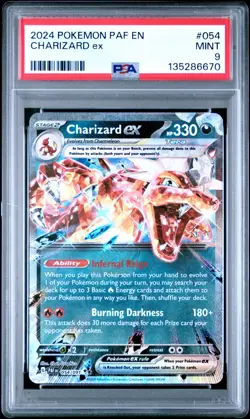 2024 POKEMON PALDEAN FATES CHARIZARD EX #054/091 ULTRA RARE HOLO PSA 9 A - Image 1