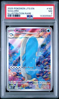 2025 POKEMON JTG EN-JOURNEY TOGETHER ILLUSTRATION RARE #162 WAILORD PSA 7 - Image 1