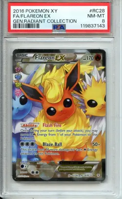 2016 TCG POKEMON XY FLAREON RADIANT COLLECTION #RC28 FA HOLO PSA 8 NM-MT - Image 1