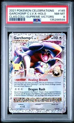 2021 POKEMON CELEBRATIONS CLASSIC SUPREME VICTORS GARCHOMP C LV. X #145 PSA 8 - Image 1