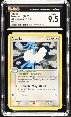 CGC 9.5 MINT+ Altaria 2005 EX Deoxys 1/107 Holo Rare Pokemon Card psa - Image 1