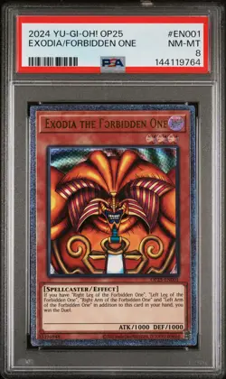 2024 YU-GI-OH! OP25-OTS TOURNAMENT PACK 25 #EN001 EXODIA THE FORBIDDEN ONE PSA 8 - Image 1
