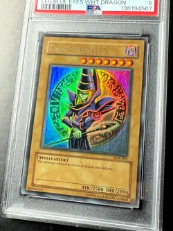 2002 Yugioh Legend Of Blue Eyes DARK MAGICIAN LOB-005 WAVY Unlimited PSA 6 EX-MT - Image 3