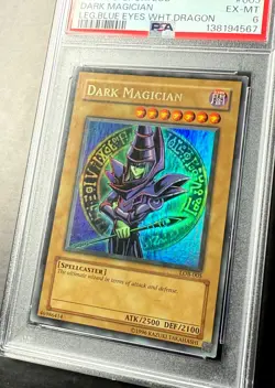 2002 Yugioh Legend Of Blue Eyes DARK MAGICIAN LOB-005 WAVY Unlimited PSA 6 EX-MT - Image 4