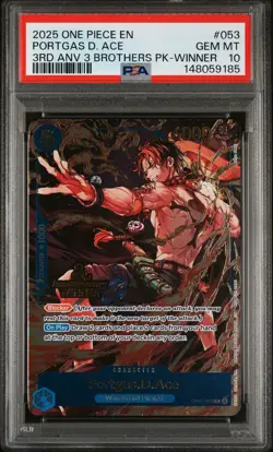 2025 ONE PIECE 3RD ANV TOURNAMENT 3 BROTHERS PACK WINNER PORTGAS D. ACE PSA 10 - Image 1