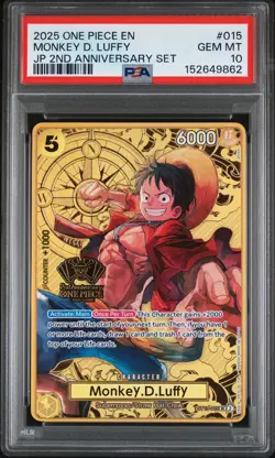 2025 ONE PIECE JAPANESE 2ND ANNIVERSARY SET #015 MONKEY D. LUFFY PSA 10 - Image 1