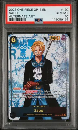 2025 ONE PIECE OP13-CARRYING ON HIS WILL ALTERNATE ART #120 SABO PSA 10 - Image 1