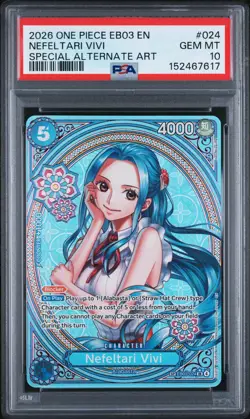 2026 ONE PIECE EB03-HEROINES EDITION SPECIAL ALTERNATE ART NEFELTARI VIVI PSA 10 - Image 1