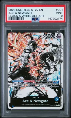 2025 ONE PIECE STARTER DECK ST22-ACE & NEWGATE ALT ART #001 ACE & NEWGATE PSA 9 - Image 1