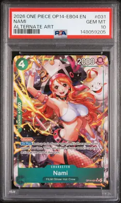 2026 ONE PIECE OP14-EB04-THE AZURE SEA'S SEVEN ALTERNATE ART #031 NAMI PSA 10 - Image 1