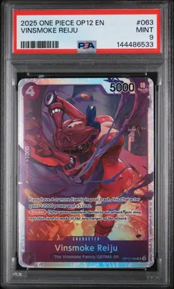 2025 ONE PIECE OP12-LEGACY OF THE MASTER #063 VINSMOKE REIJU PSA 9 - Image 1