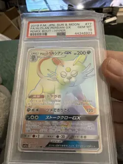 2019 Pokemon Japanese ALOLAN PERSIAN GX #077/064 Rainbow Rare Graded PSA 10 Gem - Image 1