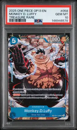 2025 ONE PIECE OP13-CARRYING ON HIS WILL TREASURE RARE MONKEY D. LUFFY PSA 10 - Image 1
