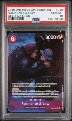 2026 ONE PIECE THE AZURE SEA'S SEVEN ALTERNATE ART #038 ROSINANTE & LAW PSA 10 - Image 1