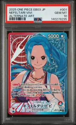 2025 ONE PIECE JAPANESE EB03-HEROINES EDITION ALT ART #001 NEFELTARI VIVI PSA 10 - Image 1
