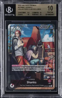 2025 ONE PIECE PROMOS COLLECTORS CLUB EXCLUSIVE #OP09001 SHANKS L BGS 10 - Image 1