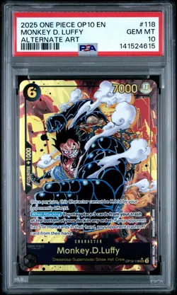 2025 ONE PIECE OP10-ROYAL BLOOD ALTERNATE ART #118 MONKEY D. LUFFY PSA 10 - Image 1