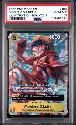 2025 ONE PIECE PROMOS ILLUSTRATION BOX VOL.3 #109 MONKEY D. LUFFY PSA 10 - Image 1