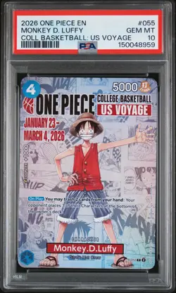 2026 ONE PIECE PROMOS COLLEGE BASKETBALL : US VOYAGE MONKEY D. LUFFY PSA 10 - Image 1