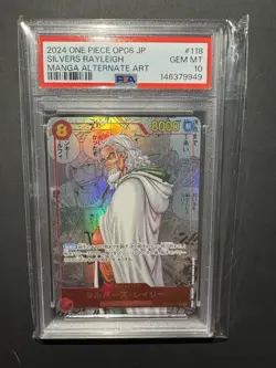 2024 One Piece Silvers Rayleigh OP08-118 Manga Alt Art Japanese PSA GEM Mint 10 - Image 1