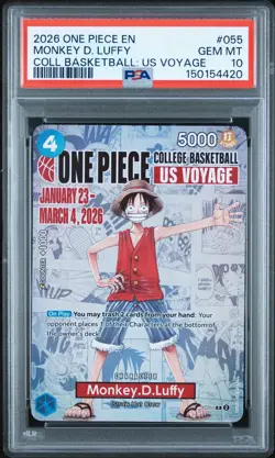 2026 ONE PIECE PROMOS COLLEGE BASKETBALL: US VOYAGE MONKEY D. LUFFY PSA 10 - Image 1