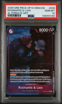 2026 ONE PIECE OP14-EB04-THE AZURE SEA'S SEVEN ALT ART ROSINANTE & LAW PSA 10 - Image 1