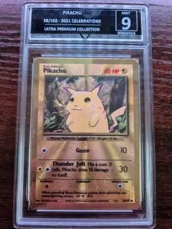 Pokemon Pikachu Celebrations Ultra Rare Collection Gold Metal 58/102 Graded Mint - Image 1