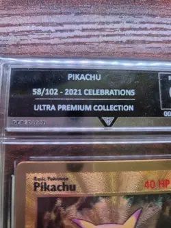 Pokemon Pikachu Celebrations Ultra Rare Collection Gold Metal 58/102 Graded Mint - Image 4