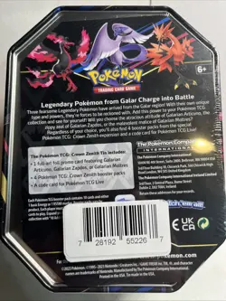 2023 New! Sealed Pokemon TCG Crown Zenith Tin Galarian Zapdos W 4 Card Packs +++ - Image 3