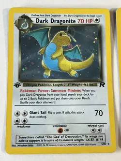 2 Pokemon 2000 Team Rocket - Dark Dragonite - Rare 1st Edition LP - #5/82 Cards! - Image 2