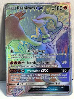 RESHIRAM GX POKEMON CARD #71/70 (DRAGON MAJESTY- FULL ART SECRET RARE) 2018 Nice - Image 1